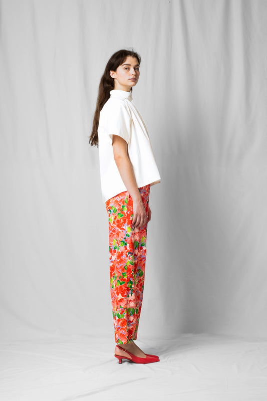 Ecru Short-sleeve bowie shirt from the SS26 limited collection with numbered pieces by STEF SERIES shown from the side.