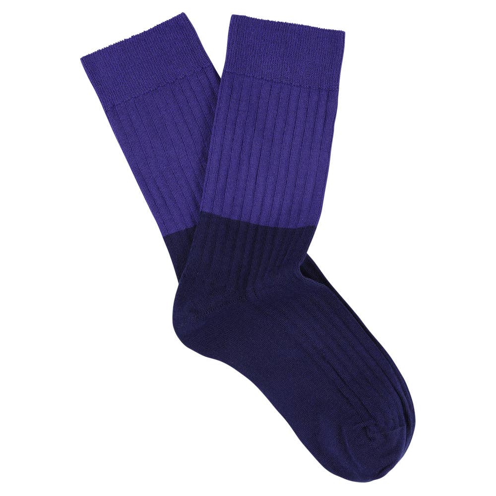 Dames Blok Sokken - Blauw / Paars