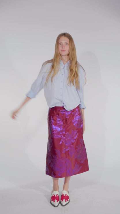 Floral midi skirt Asil in bordeaux from STEF SERIES AW25.